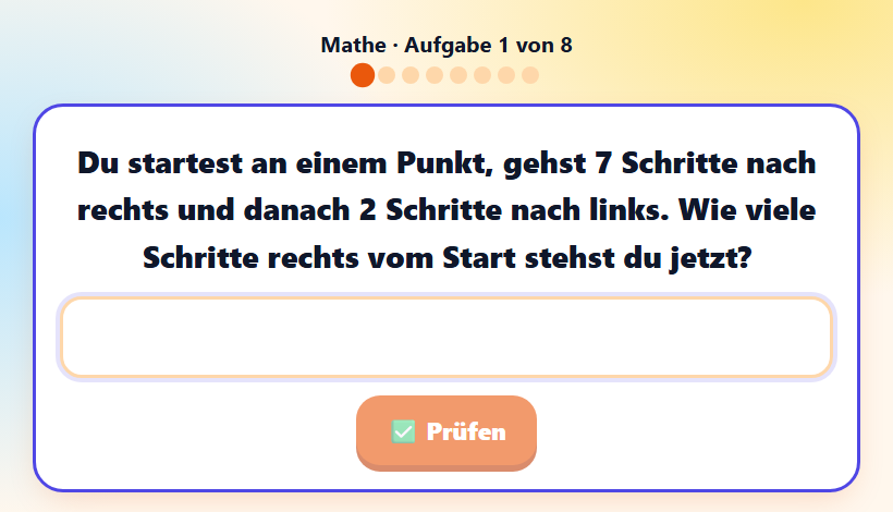 Beispielaufgabe in der Kinderansicht